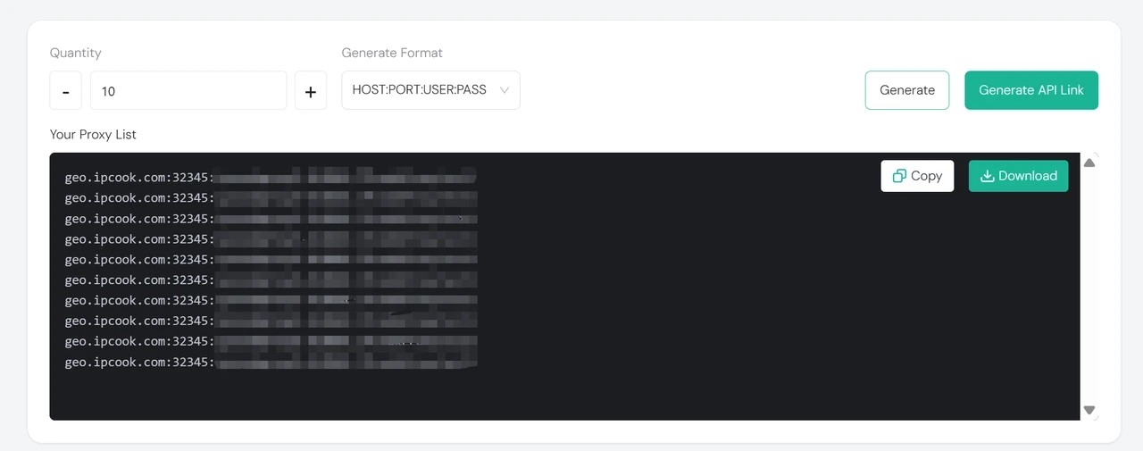 IPcook Setup Generate Proxy