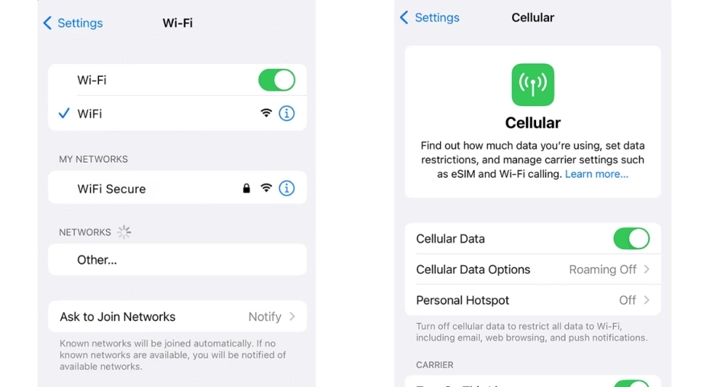 Switch to Another Network