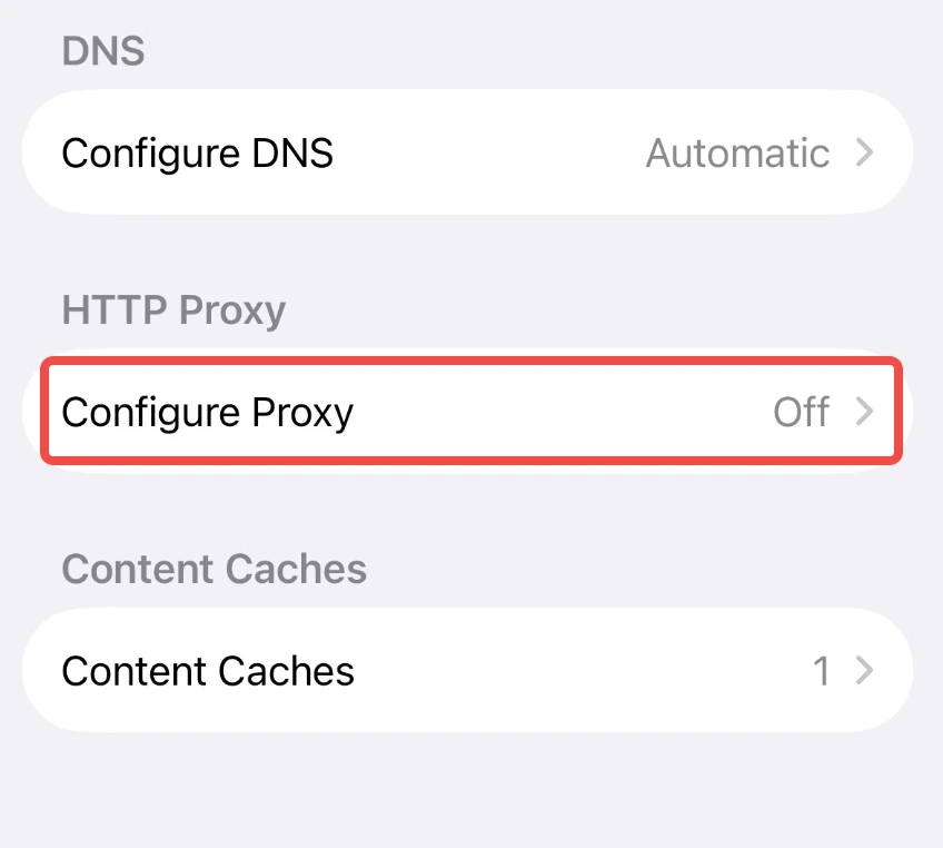 Tap Configure Proxy