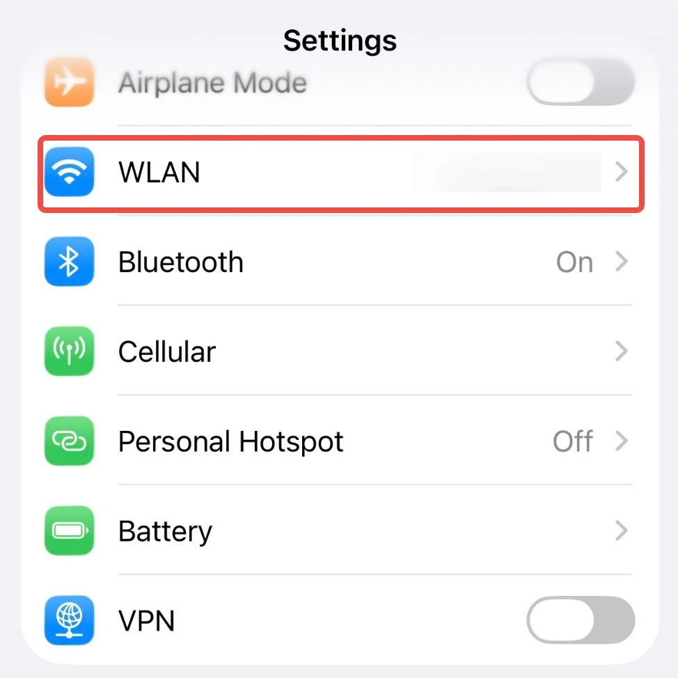 Tap Wi-Fi in Settings