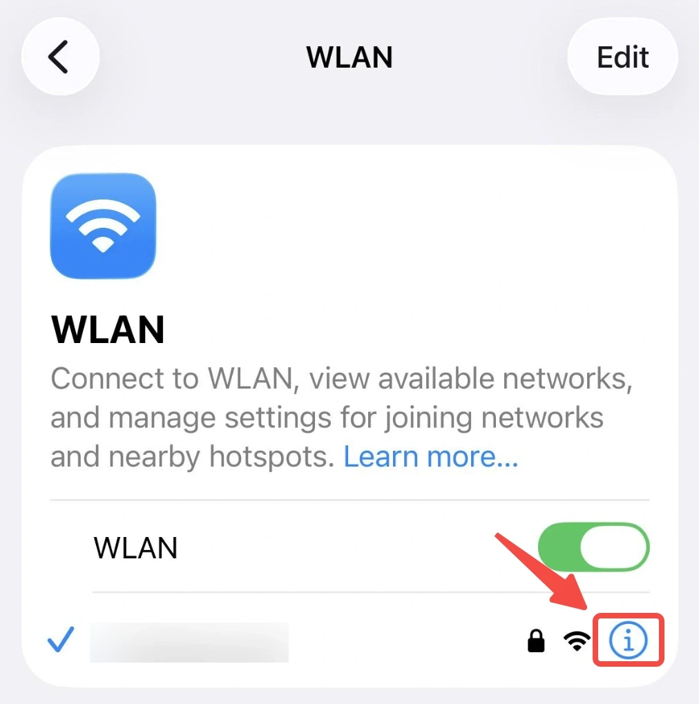 Tap Wi-Fi Info Button