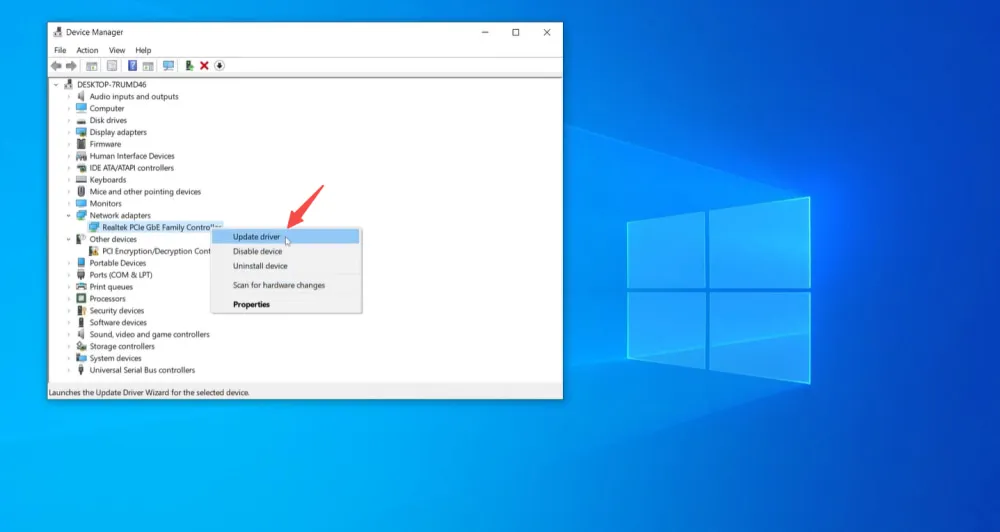 Click Update Driver
