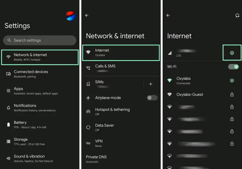 Internet on Android