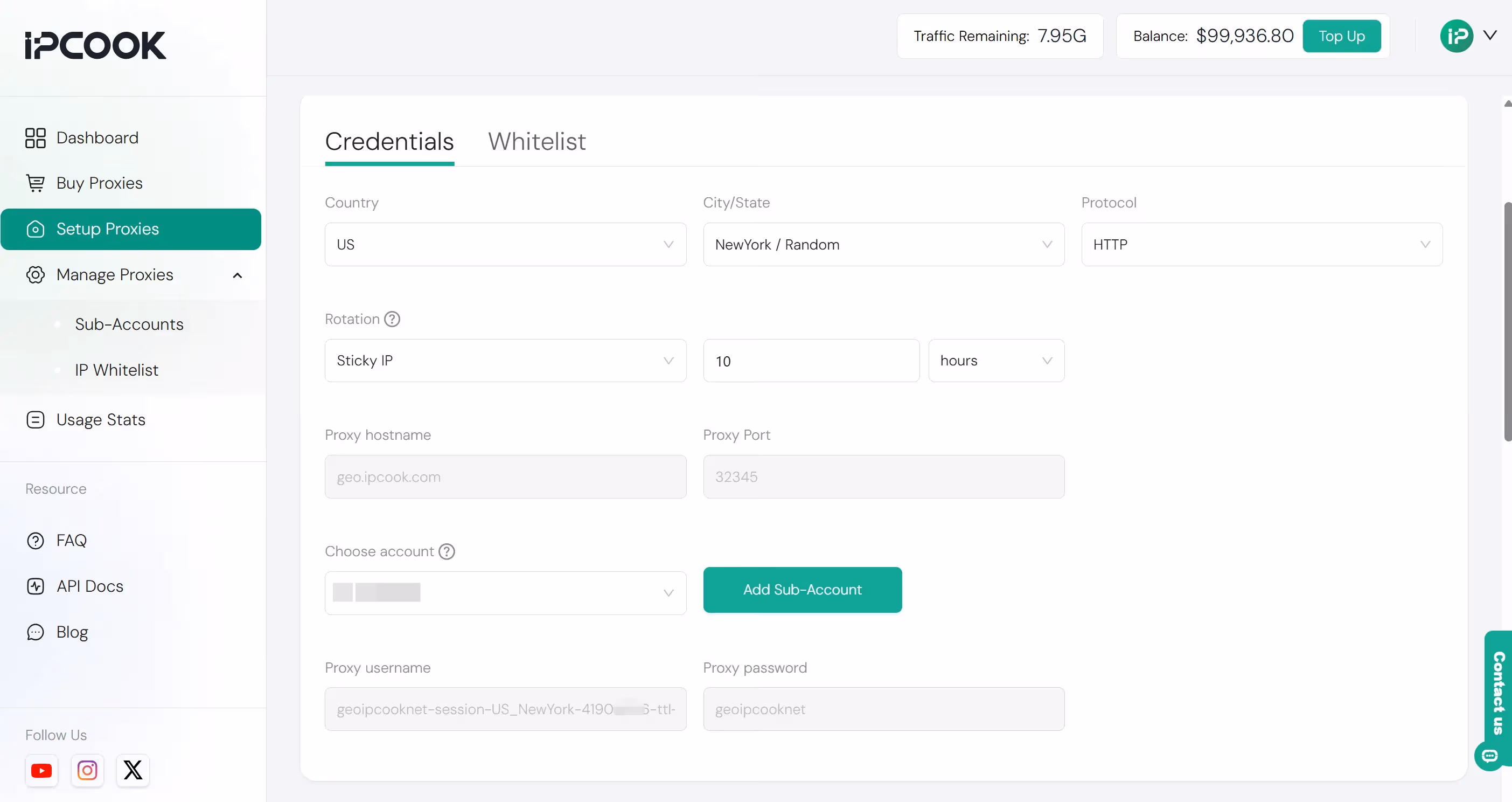 IPcook Proxies Dashboard