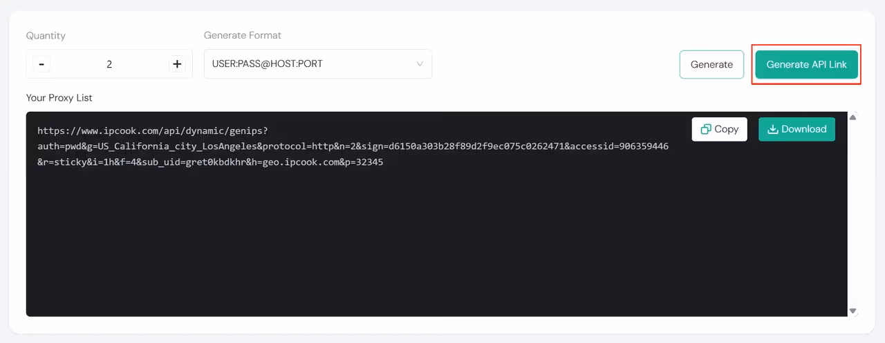 IPcook Setup Generate API Link