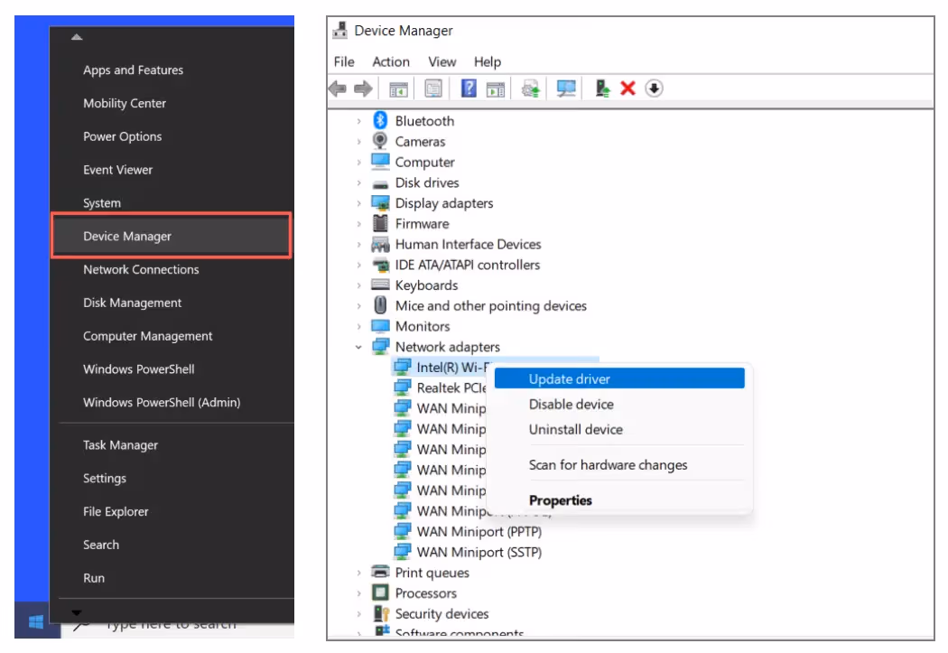Windows Device Manager update network driver
